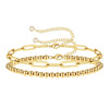 18K gold plated multi-layer stacked bracelet with bead chain and pearl charm – waterproof stainless steel jewelry UAE